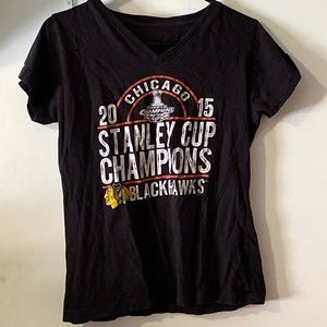 (S) Blackhawks 2015 Stanley Cup Champions Womens V Neck